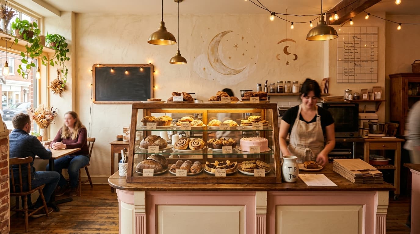 Cozy bakery counter